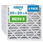 Aerostar 20x20x4 MERV 8 Pleated Air Filters, 6 Pack