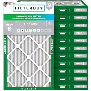 12-Pack MERV 8 12x25x2 Pleated Air Filters