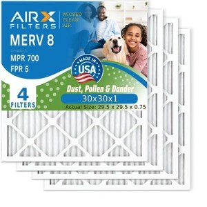AIRX 30x30x1 MERV 8 Electrostatic Air Filter 4 Pack