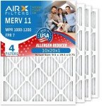 AIRX MERV 11 10x20x1 Pleated Air Filters 4-Pack