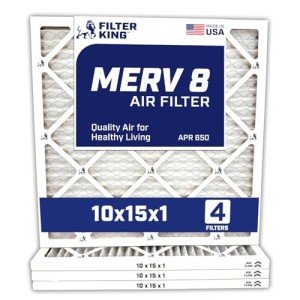 10x15x1 MERV 8 Air Filters - 4 Pack