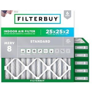 25x25x2 MERV 8 Pleated Air Filters (6-Pack)