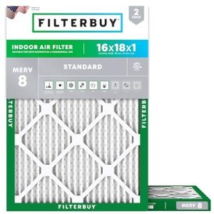 Filterbuy 16x18x1 MERV 8 Air Filters (2-Pack)