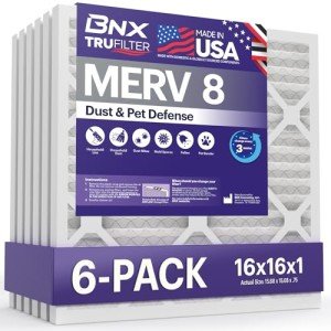 BNX TruFilter 16x16x1 MERV 8 Air Filters (6-Pack)