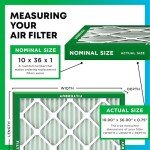 Filterbuy MERV 13 Air Filters 10x36x1 (2-Pack)