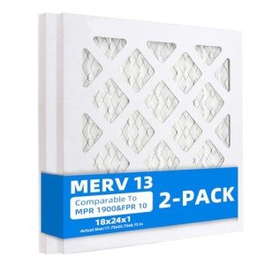 2 Pack 18x24x1 MERV 13 Pleated Air Filters