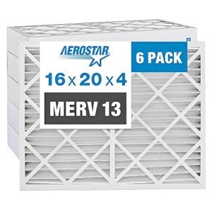 Aerostar MERV 13 16x20x4 Pleated Filters, 6 Pack