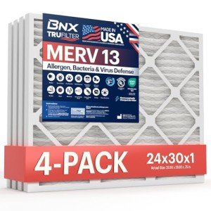 BNX TruFilter 24x30x1 MERV 13 Air Filters (4-Pack)
