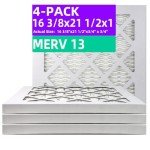 MERV 13 Pleated Air Filter 4-Pack, 16x21