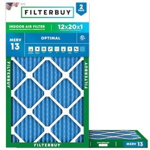 Filterbuy MERV 13 Air Filter, 12x20x1 (Pack of 2)