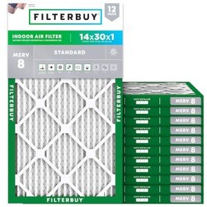 14x30x1 MERV 8 Pleated Air Filter 12-Pack