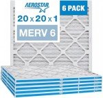 Aerostar 20x20x1 MERV 6 Pleated Air Filters