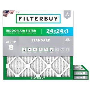 Filterbuy 24x24x1 MERV 8 Air Filters (3-Pack)
