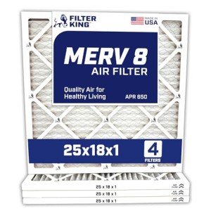 Filter King 25x18x1 MERV 8 Air Filters - 4-Pack