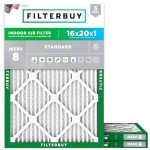 16x20x1 MERV 8 Air Filters for HVAC (3-Pack)