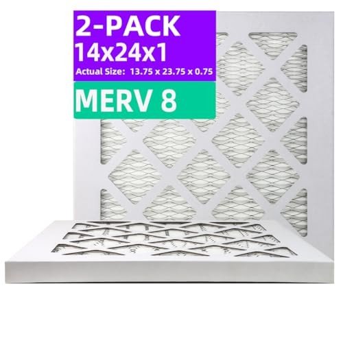 MERV 8 Pleated Air Filters 14x24x1 (2-Pack)