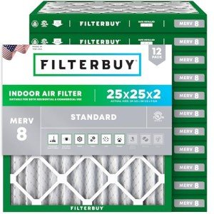 25x25x2 MERV 8 Pleated Air Filters (12-Pack)