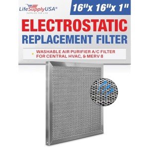 Electrostatic Washable Air Filter, MERV 8, 16x16x1