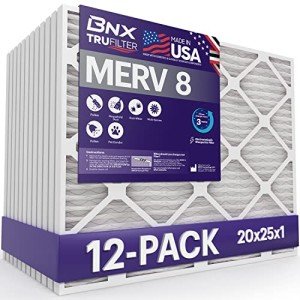 BNX TruFilter 20x25x1 MERV 8 Air Filters (12-Pack)