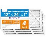 LotFancy MERV11 12x24 Pleated Air Filters, 4 Pack