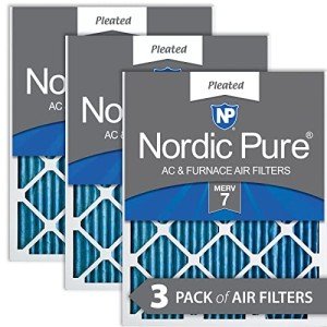 Nordic Pure 14x25 Pleated MERV 7 Filters, 3-Pack