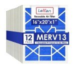 LEKEN 16x20x1 MERV 13 Reusable HVAC Filters, 12 Pack
