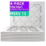 MERV 13 Pleated Air Filters - 10x10x1 (4-Pack)