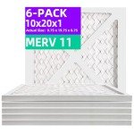 10x20x1 MERV 11 Pleated Air Filter 6-Pack