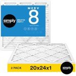 20x24x1 Merv 8 Air Filters, 2 Pack