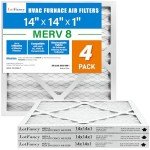 LotFancy 14x14x1 MERV8 Pleated Air Filters - 4 Pack