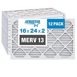 Aerostar MERV 13 Air Filters, 16x24x2, Pack of 12
