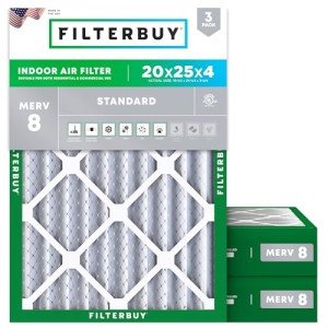 20x25x4 MERV 8 Pleated Air Filters (3-Pack)