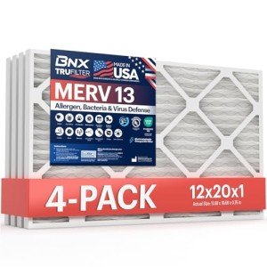 BNX TruFilter 12x20x1 MERV 13 Air Filter 4-Pack