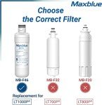 Maxblue LT1000PC LG Refrigerator Water Filter, 3-Pack