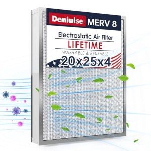 Demiwise 20x25 Washable MERV 8 Air Filter
