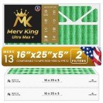 MervKing 16x25x5 MERV 13 Air Filters - 2-Pack