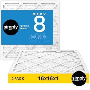 16x16x1 MERV 8 Air Filter, 2 Pack