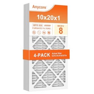 Anycore 10x20x1 Pleated HVAC Air Filters, 4 Pack