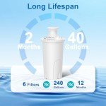 Water Filter Replacement for Brita Pitchers - 6 Pack