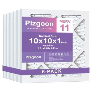 Plzgoon 10x10x1 MERV 11 Pleated Air Filters (6 Pack)