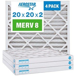 Aerostar 20x20x2 MERV 8 Pleated Air Filters, 4-Pack