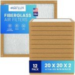 AIRFLUX 20x20x2 Non-Pleated Air Filters - 12 Pack
