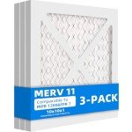 3-Pack MERV 11 Pleated Air Filters, 10x10x1