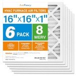 LotFancy 16x16 Pleated HVAC Air Filters, 6 Pack