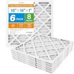 LotFancy 16x16 Pleated HVAC Air Filters, 6 Pack