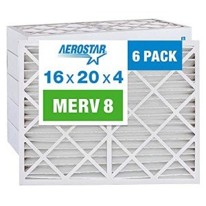 Aerostar 16x20x4 MERV 8 Air Filters - Pack of 6