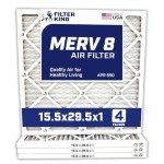 15.5x29.5x1 MERV 8 Pleated Air Filters - 4-Pack