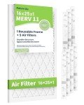16x25x1 MERV 11 Pleated Air Filters Pack