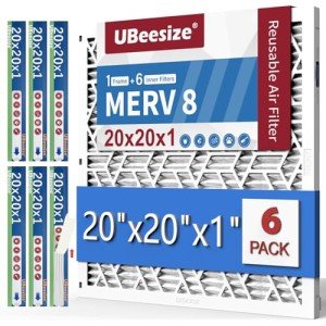 UBeesize 20x20x1 MERV 8 Air Filters (6-Pack)