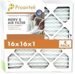 Proairtek 16x16x1 MERV 8 Air Filters - Pack of 4